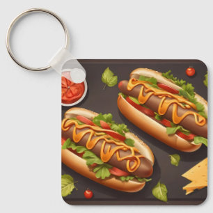 Two hotdog keychain