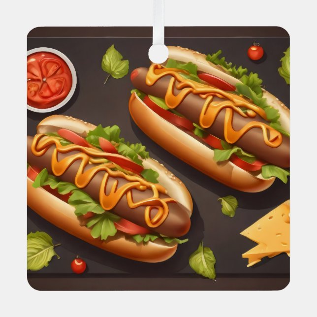 Two hotdog metal ornament (Front)