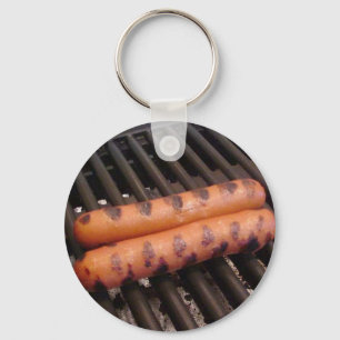 Two Hotdogs Grilling Keychain