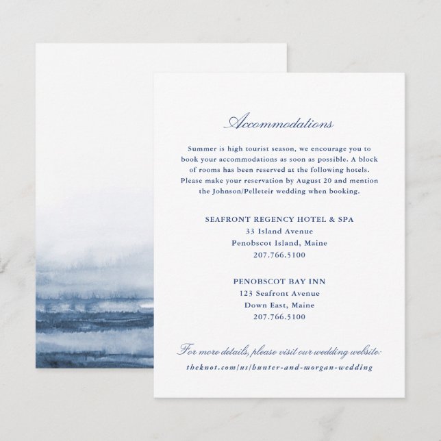 Two Hotels Wedding Insert Card - Penobscot (Front/Back)