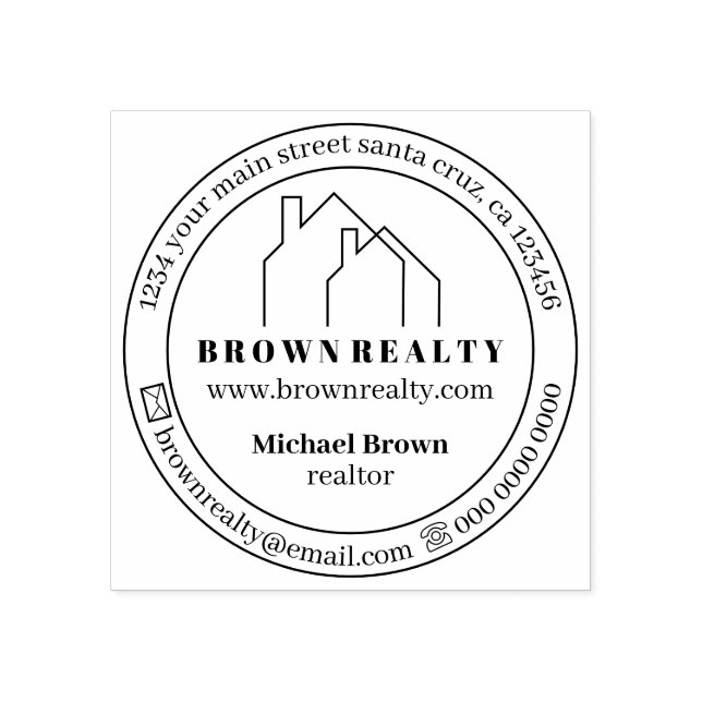 Two House Outline Real Estate Rubber Stamp (Imprint)