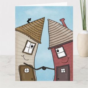 Two Houses Shake Hands Realty Card