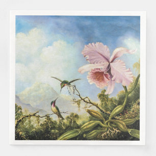 Two Hummingbirds and an Orchid Paper Guest Towels Napkin
