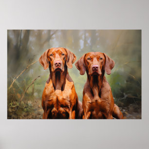 Two  Hungarian Vizslas Poster