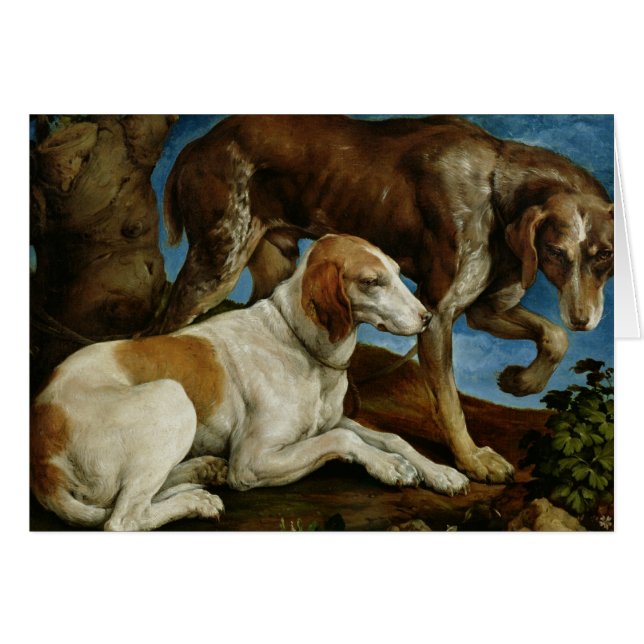 Two Hunting Dogs Tied to a Tree Stump, c.1548-50 (Front Horizontal)