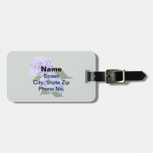 Two Hydrangea Lavender and Blue Luggage Tag (Front Horizontal)
