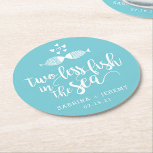 Two if By Sea Personalized Wedding Round Paper Coaster