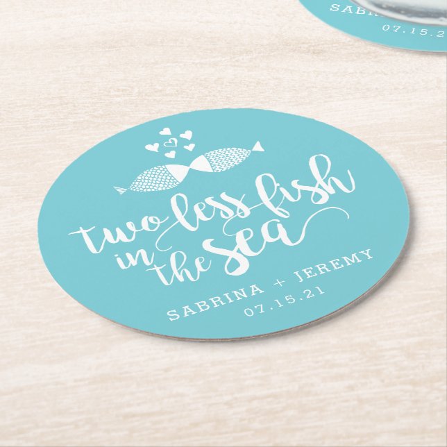 Two if By Sea | Personalized Wedding Round Paper Coaster (Angled)