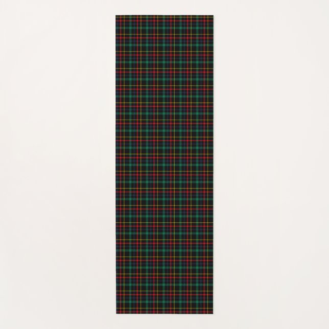Two images show a tartan pattern on white cards yoga mat (Front)