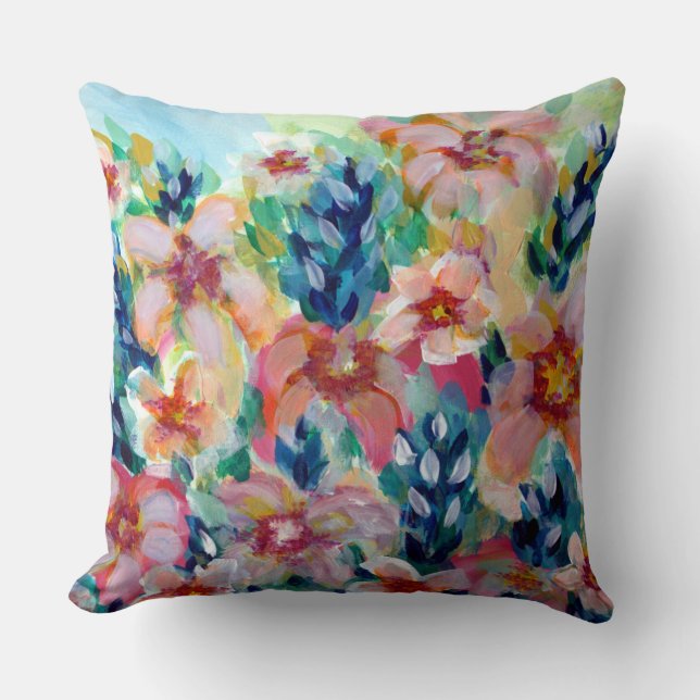 Two in One Original Floral Fine Art Throw Pillow (Front)