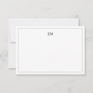 Two Initial Monogram Black Couple Stationery Thank You Card