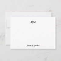 Two Initial Monogram Black Couple Stationery