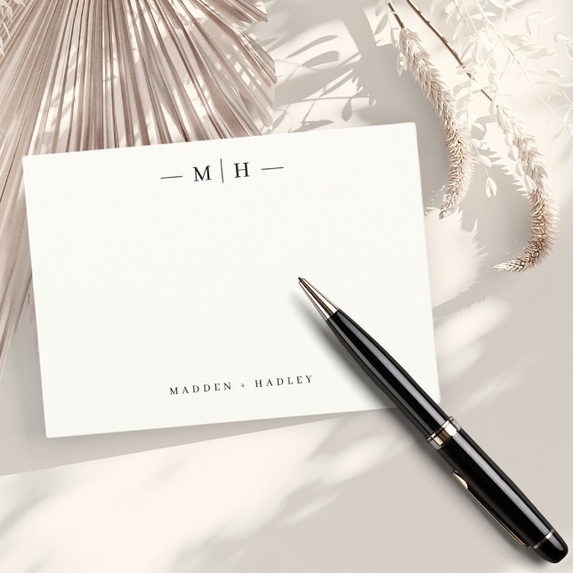 Two Initial Monogram Elegant Couple Stationery Card (Creator Uploaded)