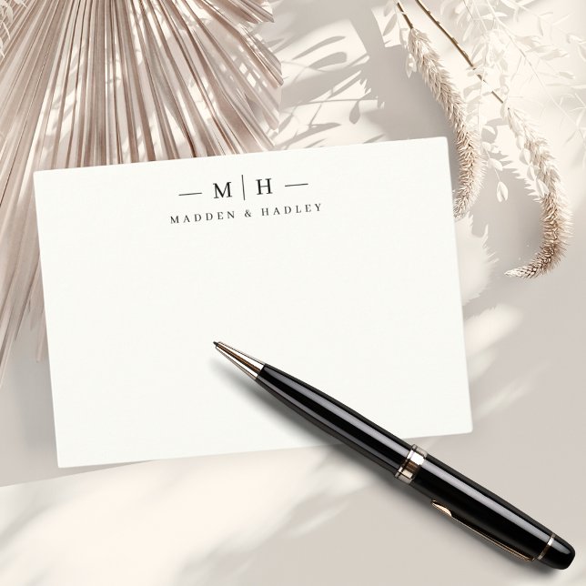Two Initial Monogram Elegant Couple Stationery Card (Creator Uploaded)