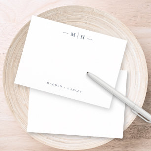 Two Initial Monogram Elegant Couple Stationery Card
