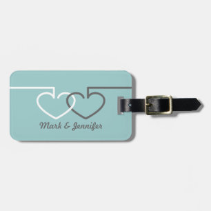 Two Interlocking Hearts Luggage Tag