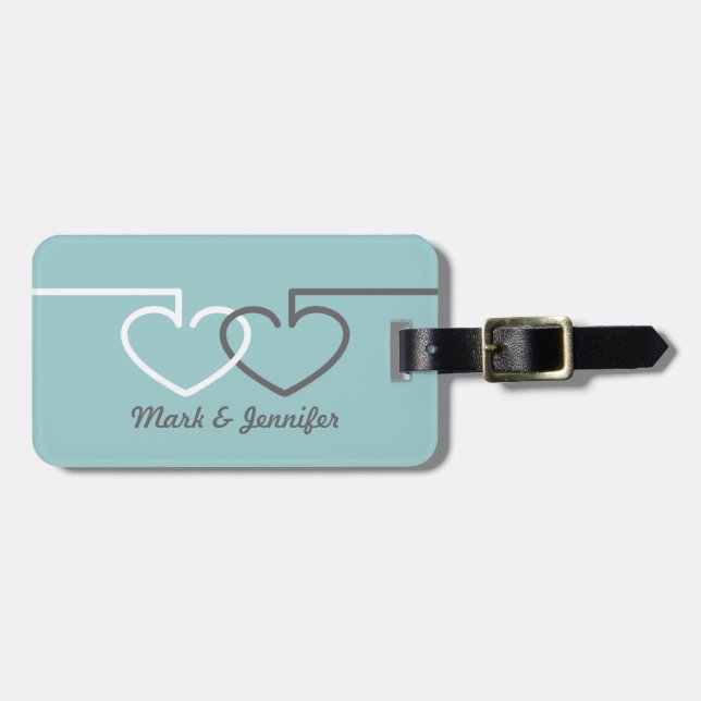 Two Interlocking Hearts Luggage Tag (Front Horizontal)