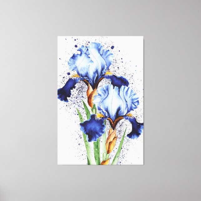 *~* Two Iris  Flower Artsy Iris Painting AP84 Canvas Print (Front)