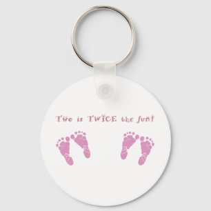 Two is twice the fun - twin girls keychain