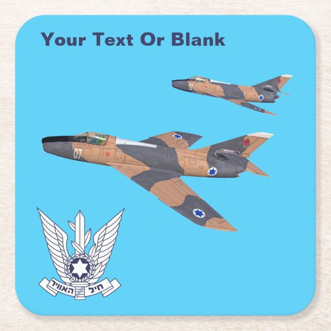 Two Israeli Super Mystères Square Paper Coaster (Front)