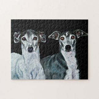 Two Italian Greyhounds Painting Jigsaw Puzzle