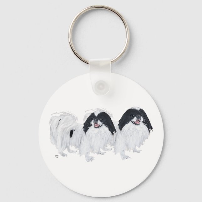 Two Japanese Chin Dogs Keychain (Front)