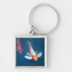 Two Japanese koi fish in pond Keychain