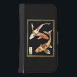 Two Japanese Koi Goldfish on Black Background Samsung S4 Wallet Case<br><div class="desc">This image represents two bright colourful orange Koi Goldfish on stylish black background. This contemporary fine art print of a traditional Japanese and oriental inspired details will add character to any Zazzle product.</div>