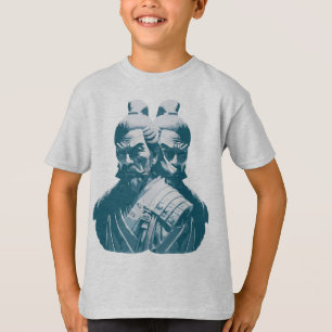 Two Japanese Samurai Statues Design T-Shirt