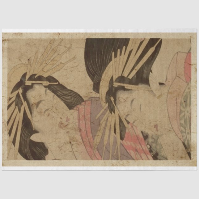 Two Japanese Women Traditional Ukiyo Style  Tissue Paper (Front)