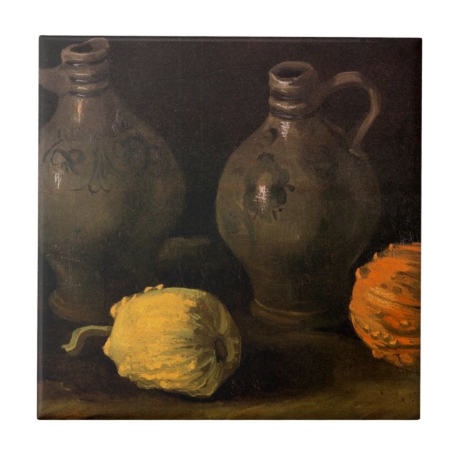 Two Jars and Two Pumpkins by Vincent van Gogh Tile (Front)