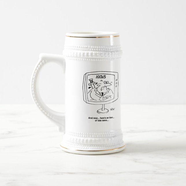 Two Journalism and Newsreader Cartoons. Beer Stein (Left)