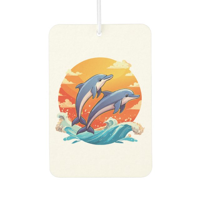 Two jumping cartoon dolphin air freshener (Front)