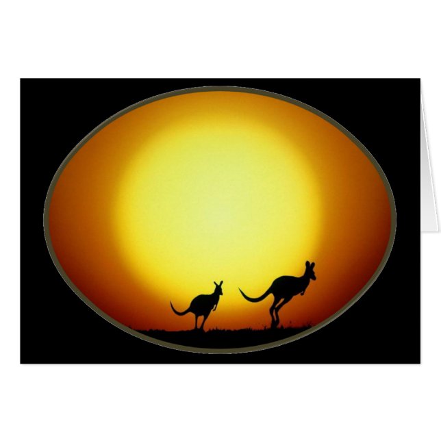 Two Kangaroos Silhouetted in an Oval Design (Front Horizontal)