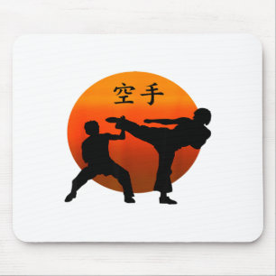Two Karate Fighters With Rising Sun And Karate Wor Mouse Pad