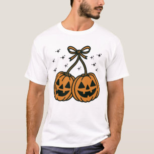 Two Kawaii Jack-O'-Lantern Pumpkins with Bow T-Shirt