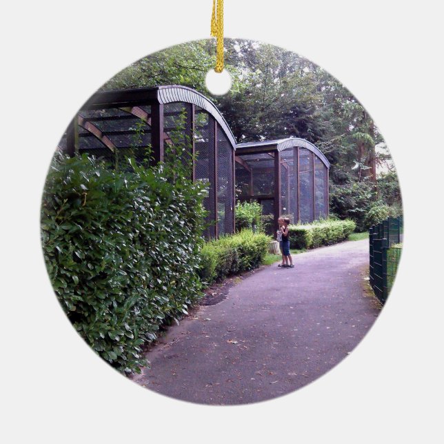 two kids in park ceramic ornament (Back)