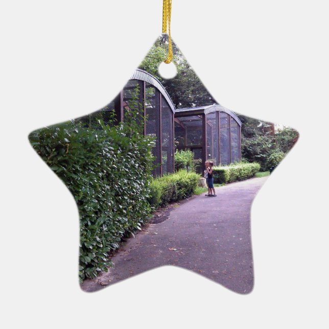 two kids in park ceramic ornament (Back)