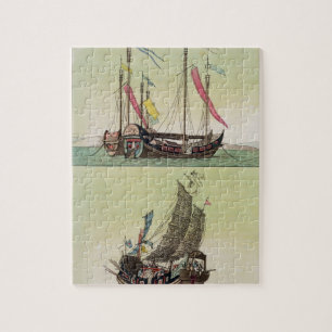 Two kinds of Chinese Junk, illustration from 'Le C Jigsaw Puzzle
