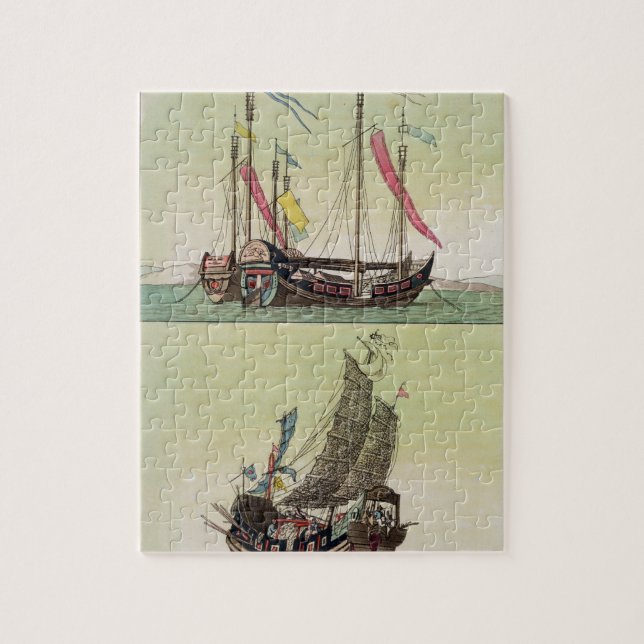 Two kinds of Chinese Junk, illustration from 'Le C Jigsaw Puzzle (Vertical)