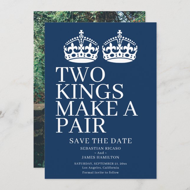 Two Kings Make A Pair Gay Wedding Announcement (Front/Back)