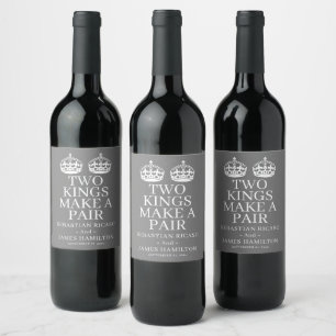 Two Kings Make A Pair Gay Wedding Wine Label