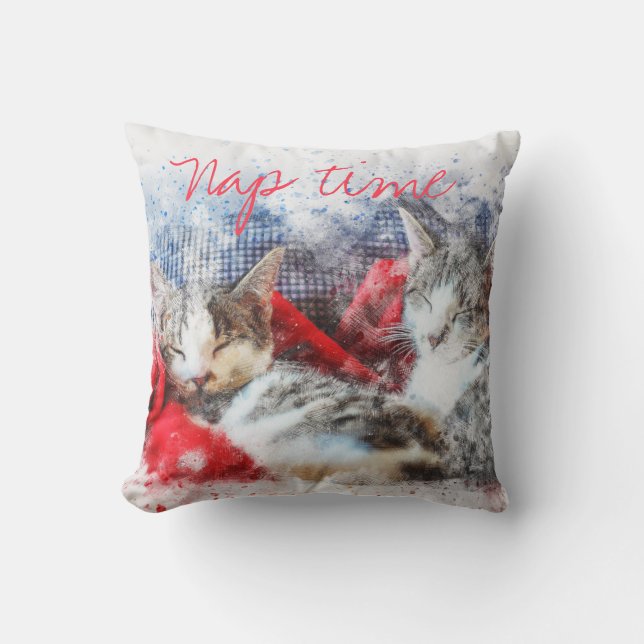Two Kittens Nap Time Pillow (Front)