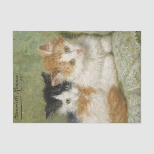 Two Kittens Sitting on a Cushion by Ronner-Knip Tissue Paper (Front)