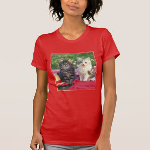 Two Kittens Sitting On A Red-Coloured Blanket T-Shirt