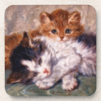 Two Kittens Snuggle by Henriëtte Ronner-Knip Coaster