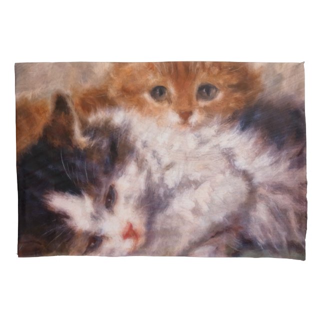 Two Kittens Snuggle by Henriëtte Ronner-Knip Pillowcase (Front)