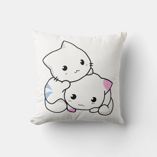 Two Kittens Throw Pillow (Front)