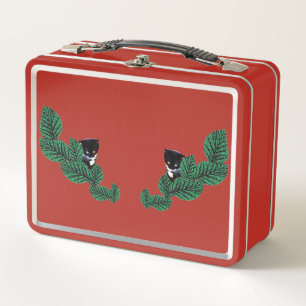 Two Kittens with Leaves Metal Lunch Box