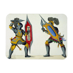 Two knights fighting, plate from 'A History of the Magnet
